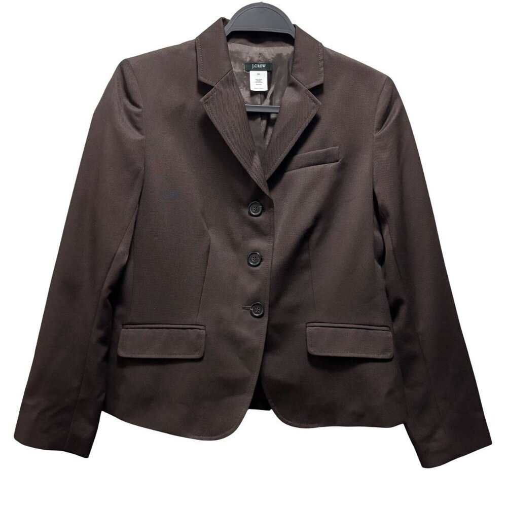 J.Crew Womens Brown Wool Blazer Jacket Size 6 Petite Made In Japan